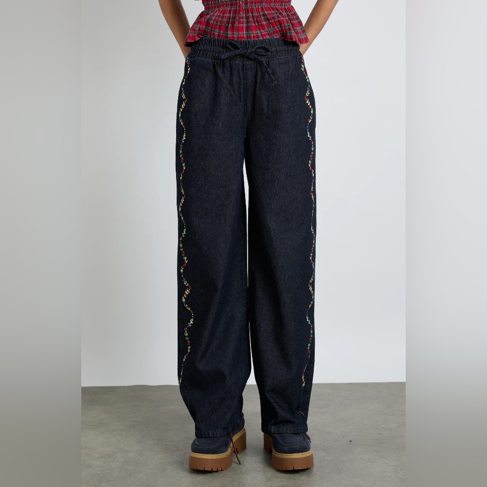 Damson Madder Rafe Jeans - Embroidered Floral